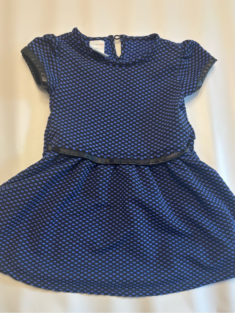 Wonderkids Blue and Black Dot-Pattern Dress